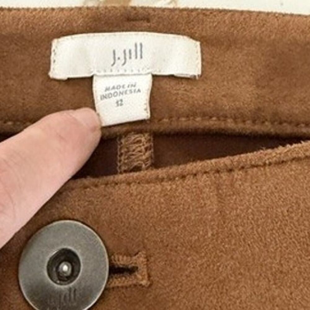 J Jill Pants Faux Suede Brown SZ12 Straight Leg Equestrian Fall Trouser Classic - Picture 6 of 10